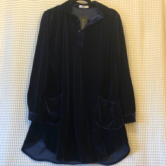 NWT Midnight Blue Velvet Tunic Dress - Picture 2 of 7